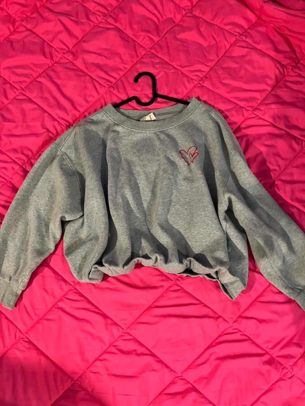 Universal Thread Gray Cropped Sweatshirt with Small Heart Detail